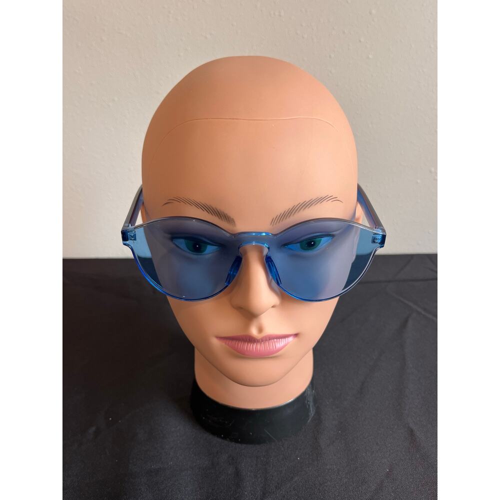 Wear Me Pro Bailey Blue Trendy Rimless Shield Sunglasses Y2K Futuristic Festival - Picture 2 of 10
